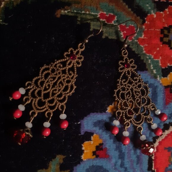 NWT Handmade Downtown Abby Earrings Victorian/ Edwardian Antic Earrings - Picture 1 of 13